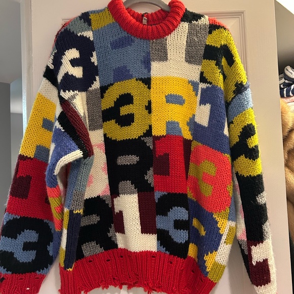 R13 Multicolor Very  Oversized Chunky Intarsia Sweater - Picture 4 of 14